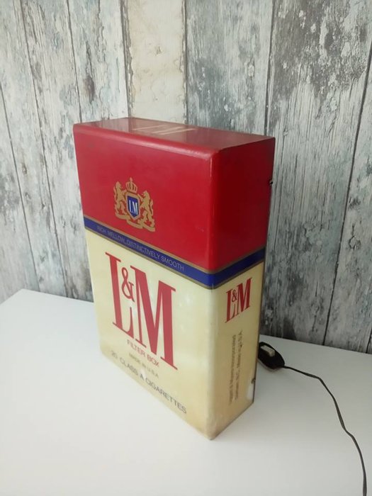 L&M Cigarettes - Original Vintage LightBox Unique Unusual and Very Rare Lighted Sign 