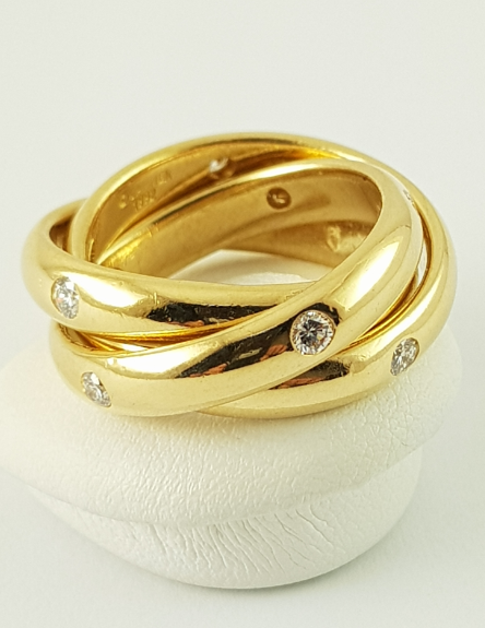 cartier three gold diamond ring