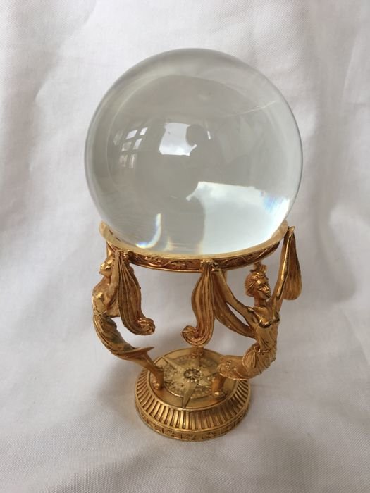Franklin Mint - Crystal Visions - Large crystal sphere on an entirely 24 carat gold-plated stand - Weight more than 1.8 kg - Very rare - Very good condition