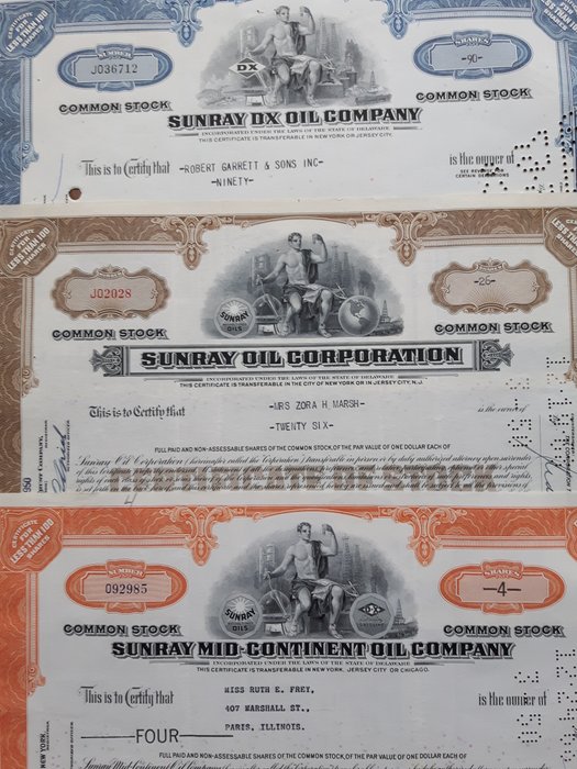 Sunray Mid-Continent Oil Company > stock certificate 
