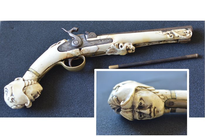 Extremely rare ivory percussion pistol 