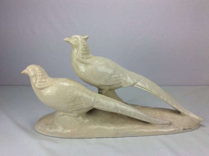 Fontinelle - Art Deco sculpture of a couple of pheasants