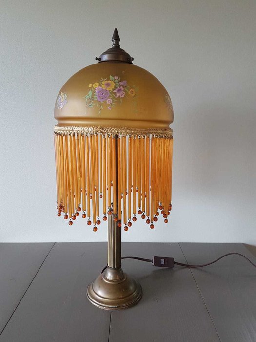 An Art Deco Style Table Lamp With, Art Deco Glass Table Lamp Shades