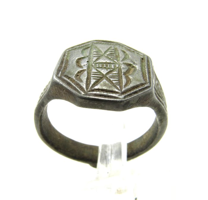 Ancient römischen Legionär Bronze Ring mit X - Zehnte Legion - 1.8cm