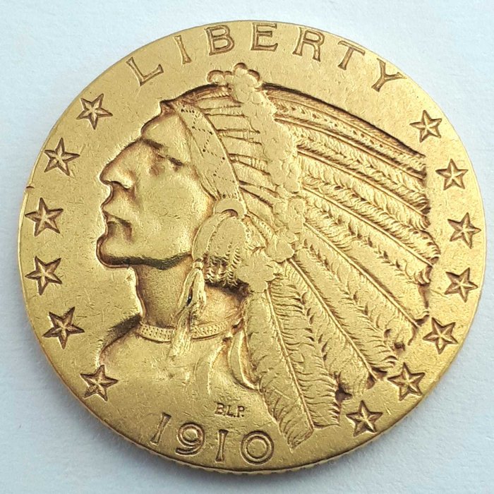 美国 - 5 Dollars 1910 Indian Head - 金