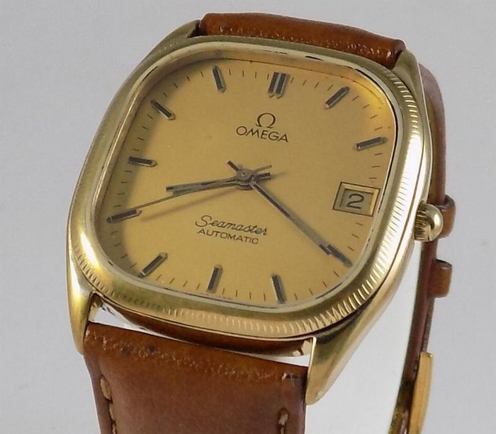 omega gold square watch