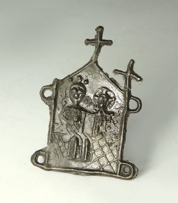 中世纪的朝圣者徽章 - Our Lady's Shrine - 锡合金/锡