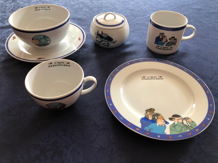 Kuifje, Tintin - 6 vaisselle objets Moulinsart - Le trésor de Rackham Le Rouge - Eerste druk - (1996)