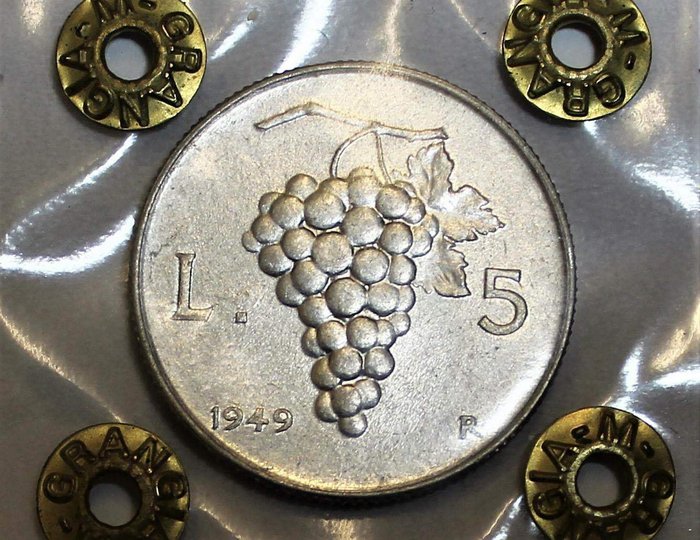 義大利 - 5 lire 1949 Uva