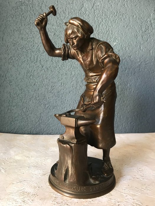 Adrien Etienne Gaudez (1845-1902) - Skulptur "Le Ferronier" - Bronze