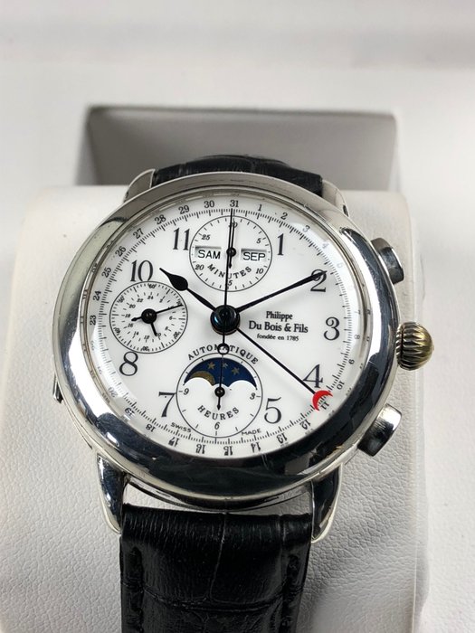 DuBois et fils - Triple Calendar Moonphase Chronograph 925 Silver - Collection Musee 38 - Herre - 1990-1999