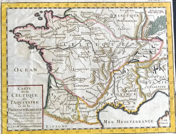 Europe France Liebaux Carte De La Celtique 1730