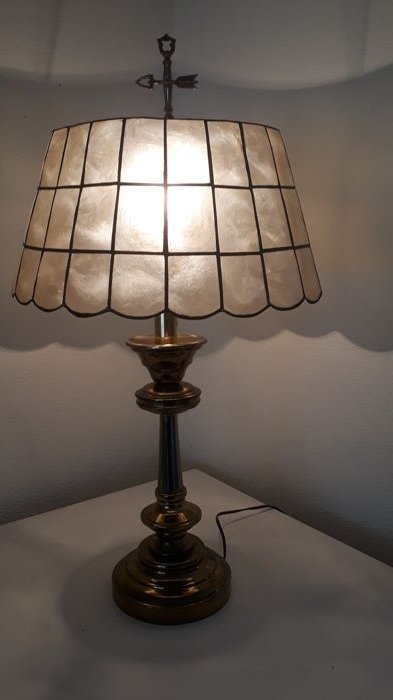 Capiz Table Lamp With Lampshade, Underwriters Laboratories Portable Lamp Replacement Parts