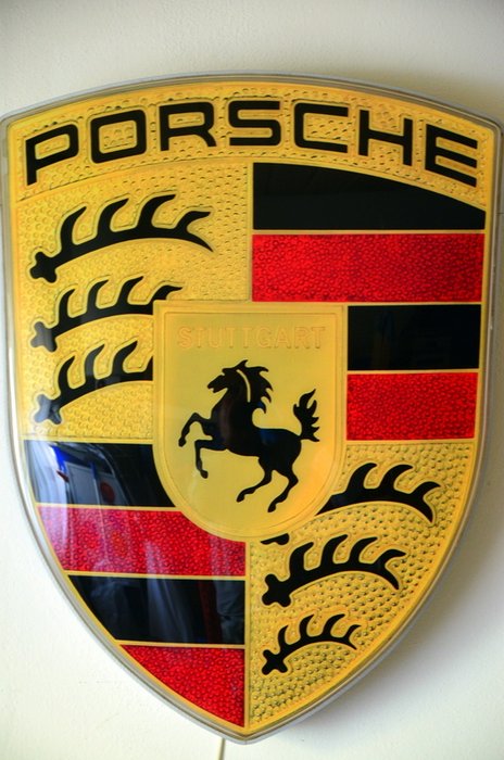 Decoratief object - Orginal Porsche Wappen Beleuchtet  Einzelstück 