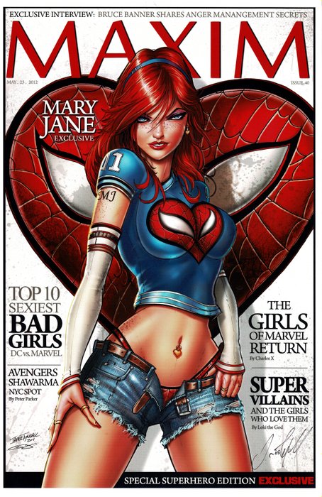 Spiderman - Mary Jane - MAXIM Magazine Cover - Hand Signed Poster - First edition