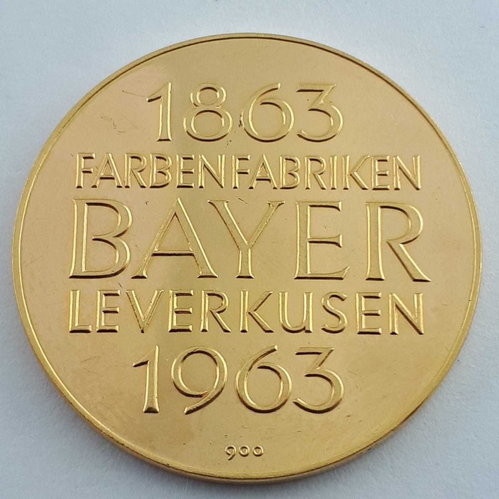 Tyskland - Medal 'Farbenfabriken Bayer Leverkusen 1863-1963' - Gull