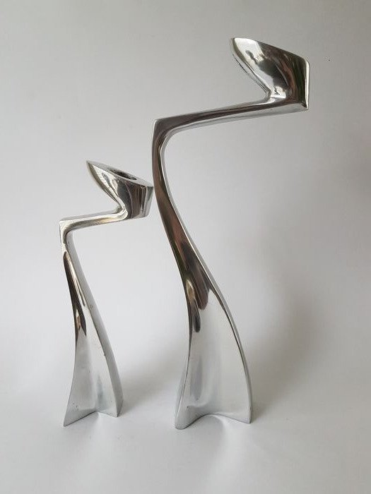 Aluminum Arclumis Swan Candlesticks by Matthew Hilton for SCP