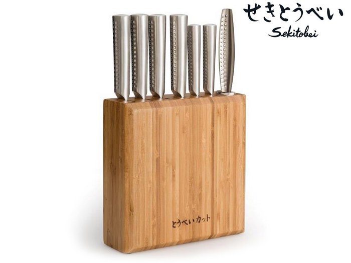 Sekitobei 8-bitars knivuppsättning (inklusive knivblock) - Stål (rostfritt stål) - Samtida