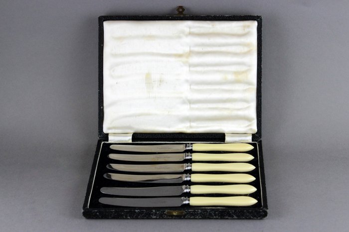 一个 餐具套6个水果刀 - Thomas W.Cork & Son, Sheffield, C.1940's - 钢材（不锈钢）