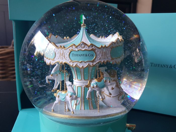 vidro - Tiffany & Co enorme globo de neve carrossel musical