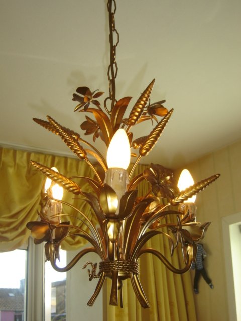 LS  吊灯 - Hanglamp; korenaren en bloemen , Coco Chanel styl  - 金属 - 摄政时期