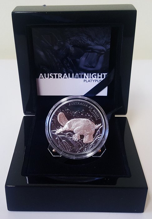纽埃 - 1  Dollar 2018 "Platypus" - "Australia at Night" - 1 Oz  - 银