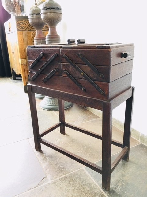 Large vintage sewing box on legs