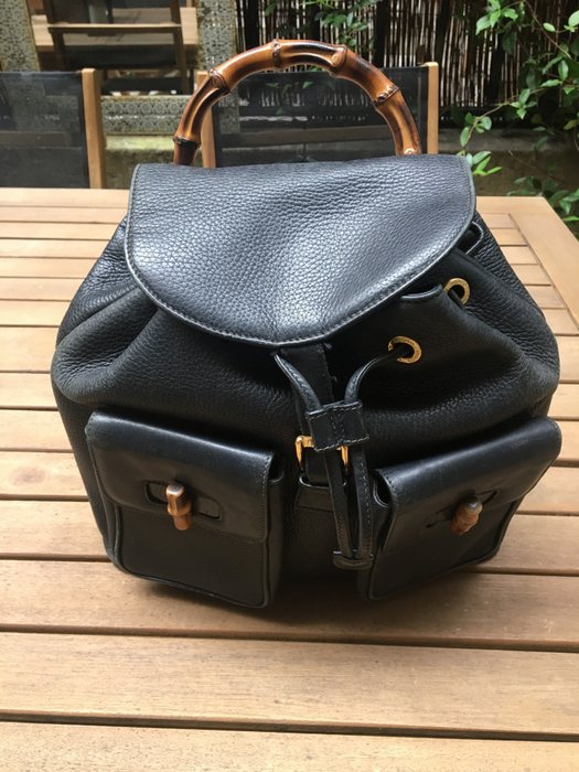 vintage gucci bamboo backpack