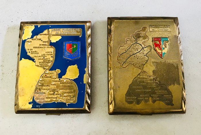 2 cigarette cases, French zone, Germany. WW2