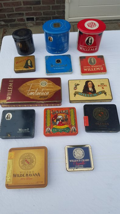 Collection of old tin cigar boxes circa 1930-70