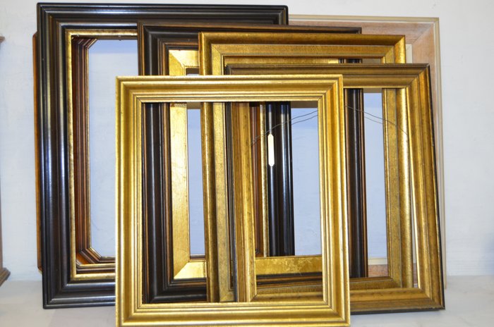 Lot Of 8 Large Wooden Frames Second, Vintage Wooden Picture Frame Lot