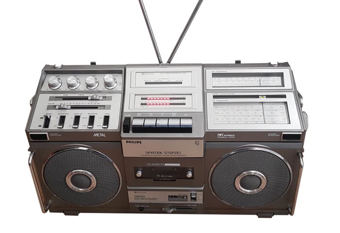 Vintage Philips Ghettoblaster D8703 AM/FM 4 Band Spatial Stereo Radio Cassette Recorder