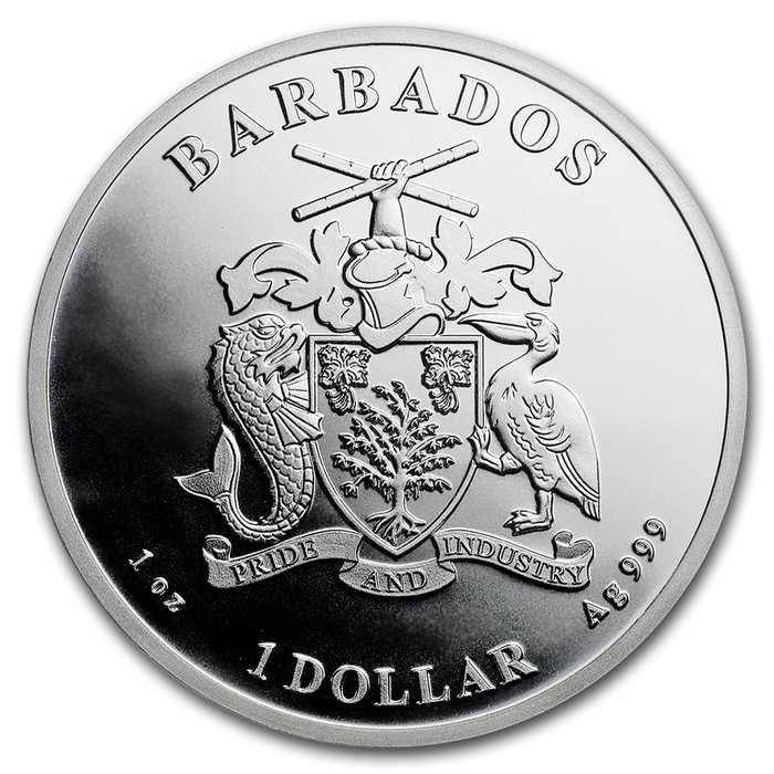 Caribbean Seahorse Barbados  2018 1 Oz Silver Coin