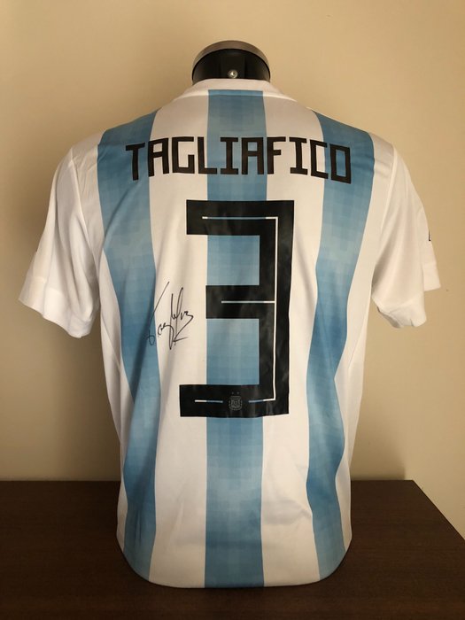 Nicolás Tagliafico signed 2018 World Cup Argentina home shirt with COA