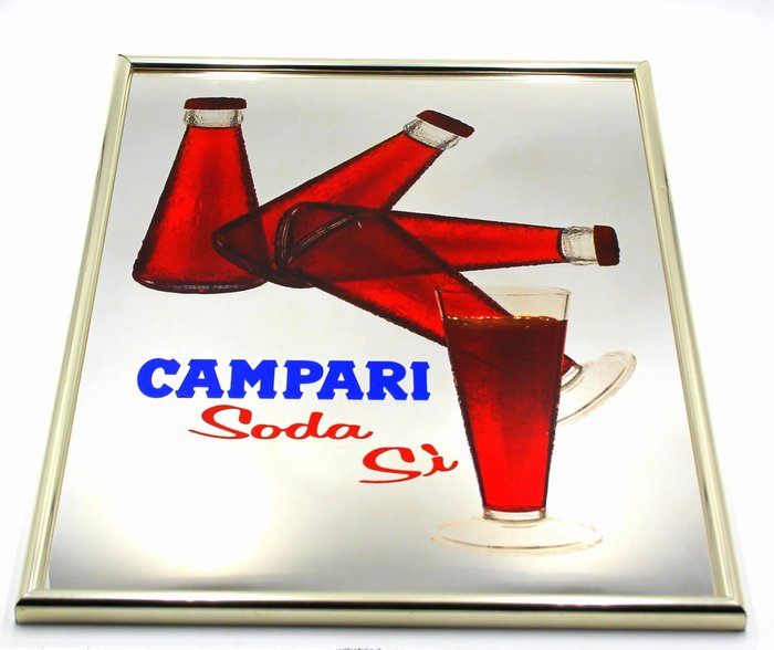 Rare & original Campari Soda 1970s advertising mirror - well kept