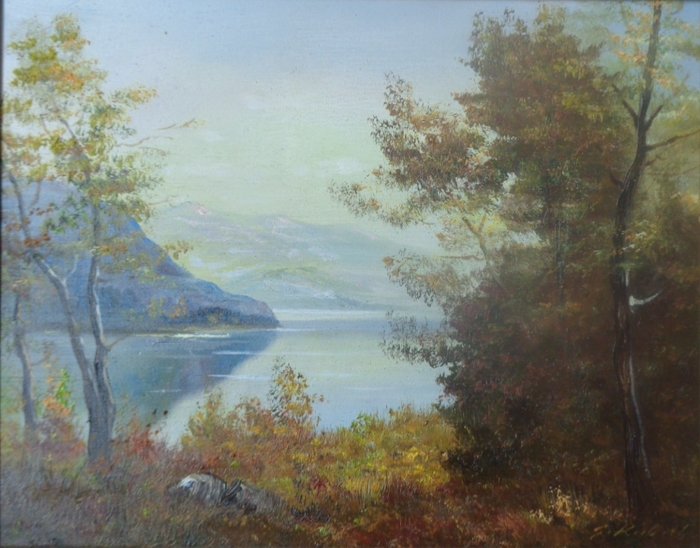 Georg Kuboth (1916-) - Landschaftsgemälde Berglandschaft am See