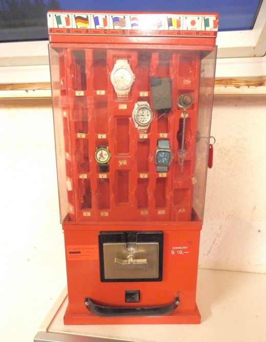 Warenautomat Uhren Jahrmarkt 70er/80er Metall/Plexiglass