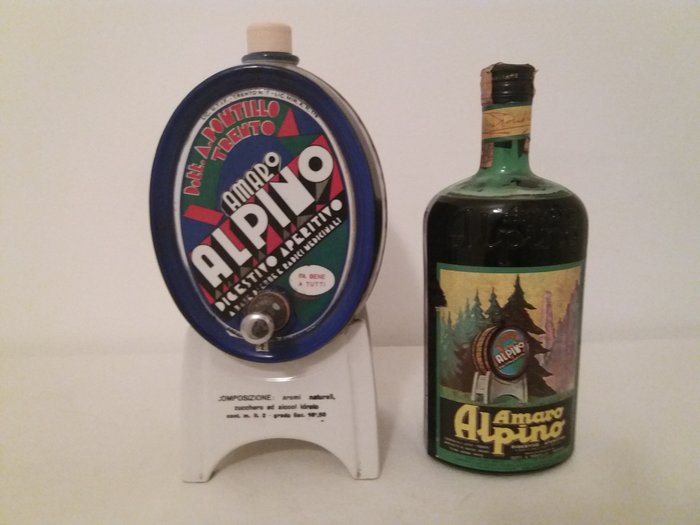 Amaro Alpino - Amaro Alpino reclamecanant met fles (2) - Keramiek - glas