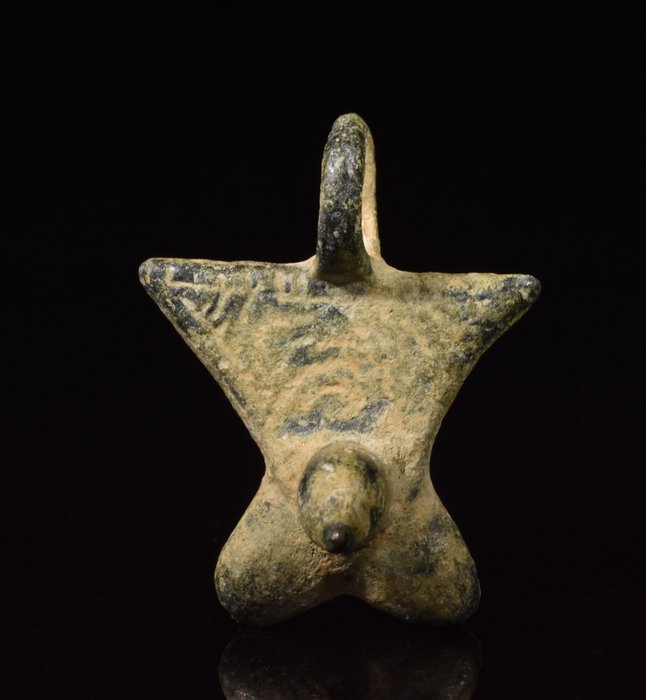 Ancient Roman Bronze Phallus Pendant 