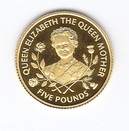 Guernsey (Crown dependency). 5 Pounds 1995 "Queen Elizabeth the Queen Mother"