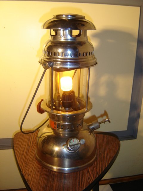 Vintage Aida Express kerosine druk lantaarn lamp  - Chroom metaal / Jena glas