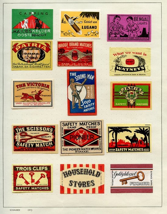 Collection de vieilles étiquettes d'allumettes de nombreux pays - Papier
