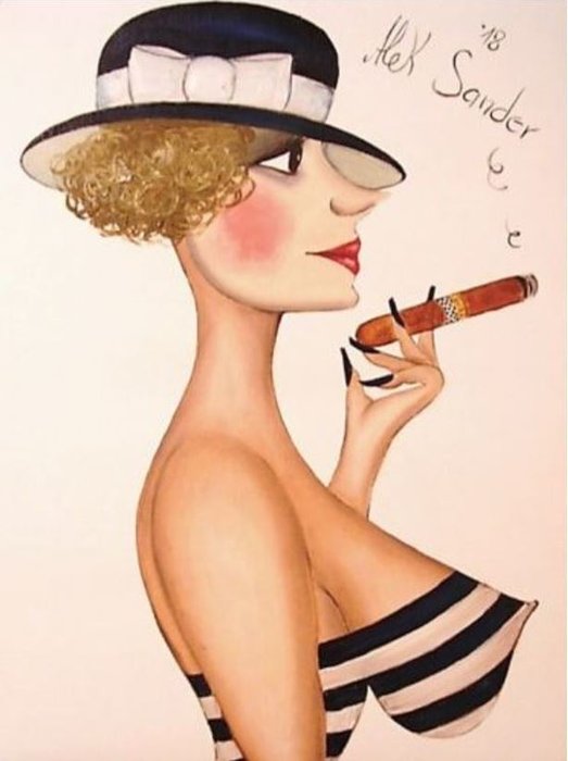 Alek Sander - Bild: Madame Cohiba mit Zigarre