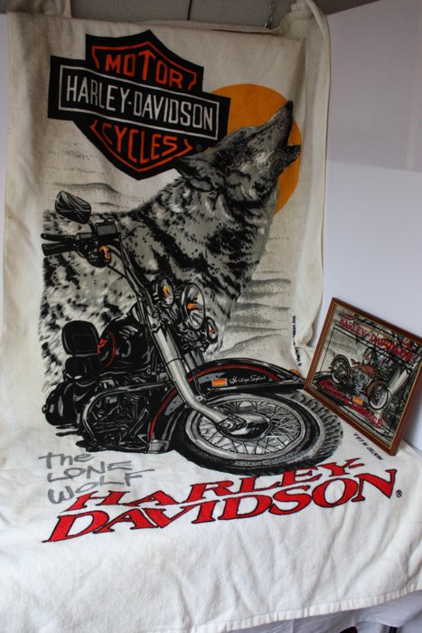 Original Harley-Davidson Handtuch und Serviceplatte - Harley Davidson - 1990 (2 Objekte) 