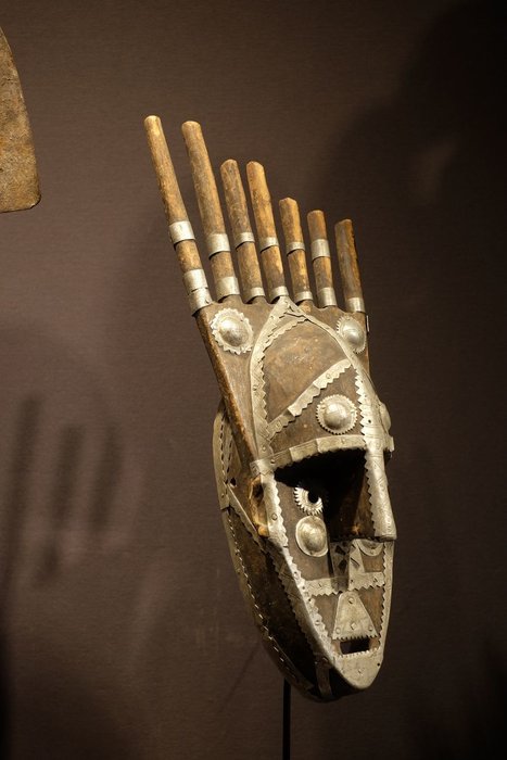 Mask - Aluminium, Wood - Ntomo-Swiss Collection-NO RESERVE - Bamana  - Mali  
