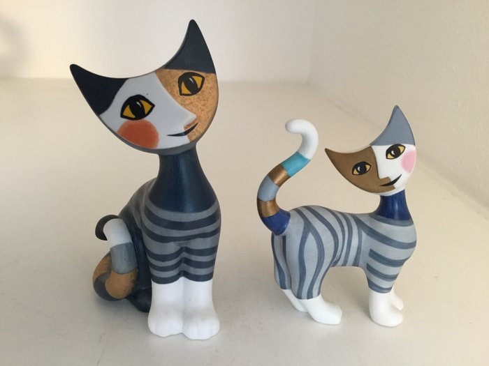 Rosina Wachtmeister Goebel - Två kattfigurer - Porslin