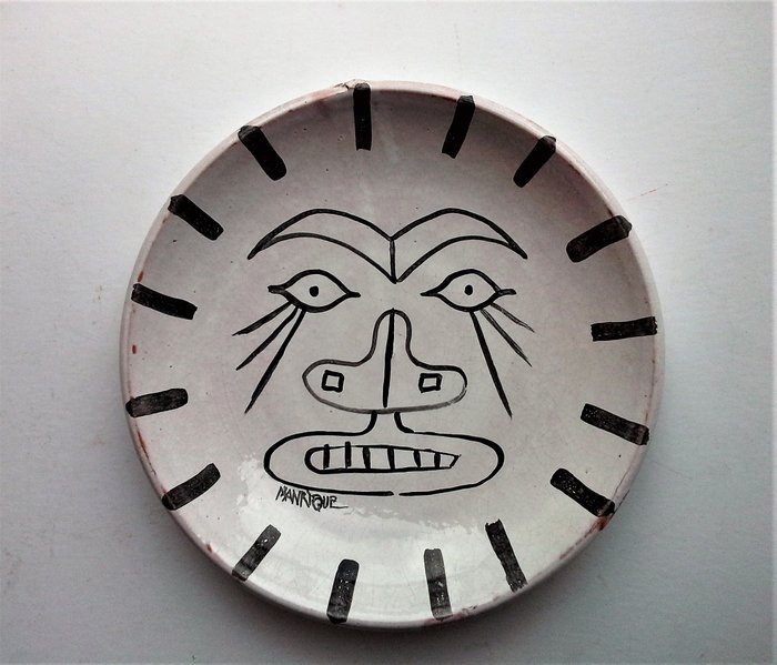 Cesar Manrique - Handbemalte signierte Platte (1) - Keramik