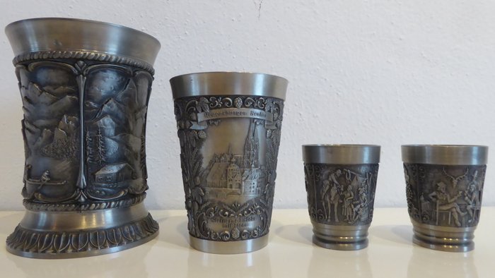 SKS Design - Creation Zinn Becker - Vogel - Drinking cups - Regensburger Becher (4) - Tin - Zinn