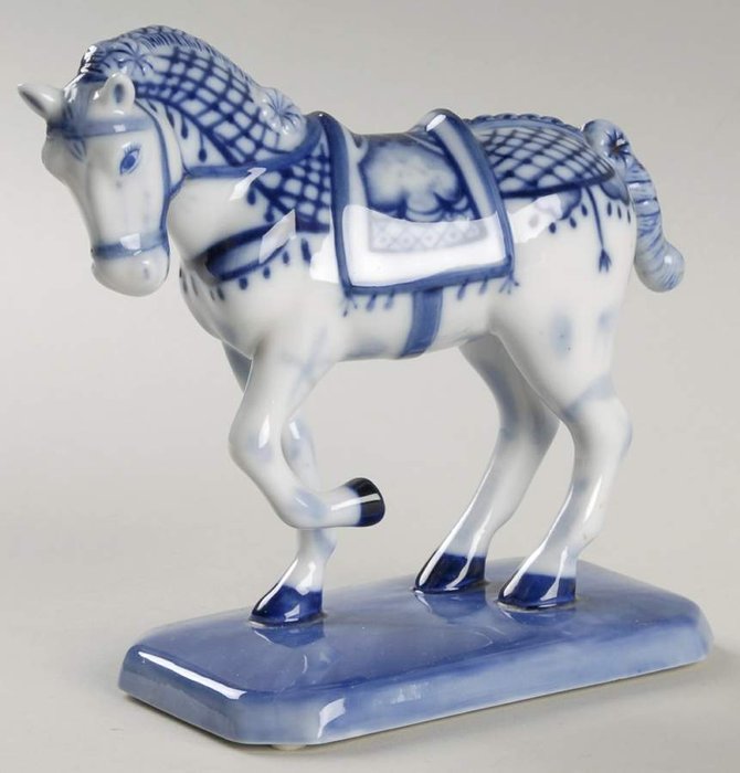 Franklin Mint - Beeldje - Paard "Delft" - Porselein