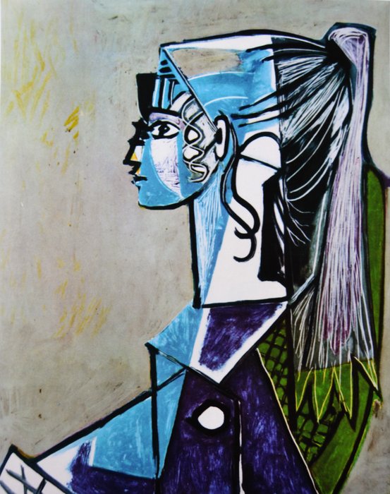PABLO PICASSO (d'après) - Portrait de Sylvette David en chaise longue verte